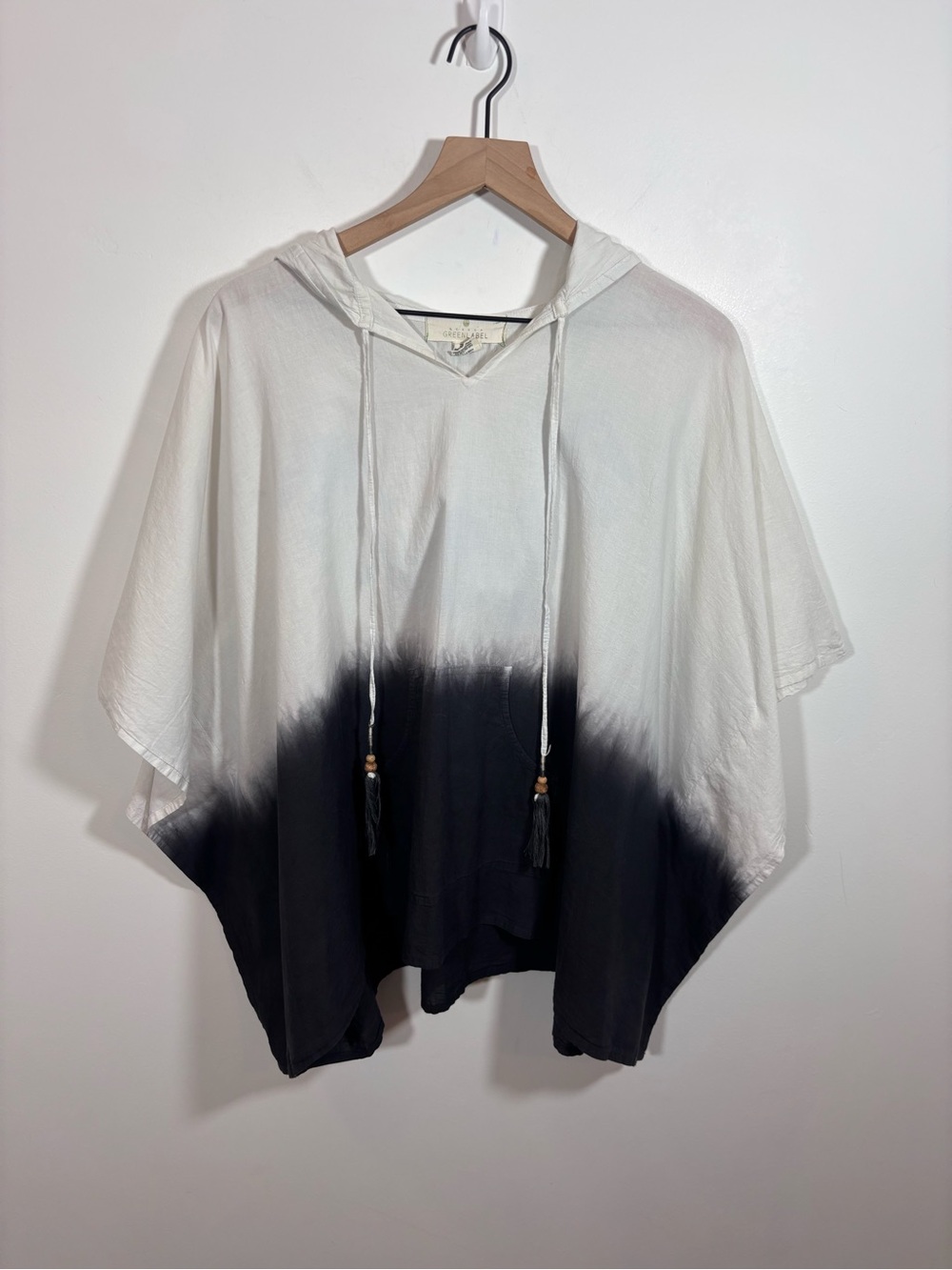 Quagga green label cotton hooded poncho one size dip dyed ombre Arm Holes